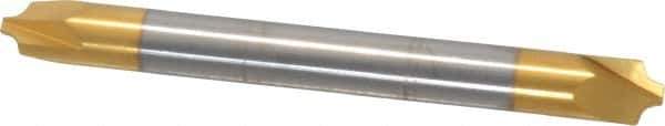 Accupro - 0.078" Radius, 1/4" Mill Diam, 2 Flute Solid Carbide Corner Rounding End Mill - Double End, TiN Finish, 2-1/2" OAL, 1/4" Shank Diam - USA Tool & Supply
