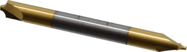 Accupro - 0.085" Radius, 1/4" Mill Diam, 2 Flute Solid Carbide Corner Rounding End Mill - Double End, TiN Finish, 2-1/2" OAL, 1/4" Shank Diam - USA Tool & Supply