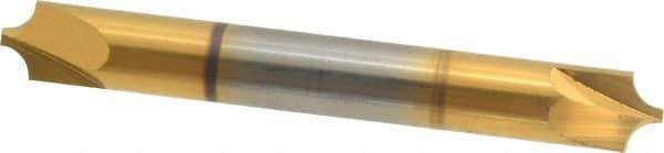 Accupro - 0.118" Radius, 5/16" Mill Diam, 2 Flute Solid Carbide Corner Rounding End Mill - Double End, TiN Finish, 2-1/2" OAL, 5/16" Shank Diam - USA Tool & Supply