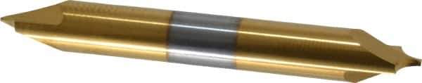 Accupro - 1/8" Radius, 5/16" Mill Diam, 2 Flute Solid Carbide Corner Rounding End Mill - Double End, TiN Finish, 2-1/2" OAL, 5/16" Shank Diam - USA Tool & Supply