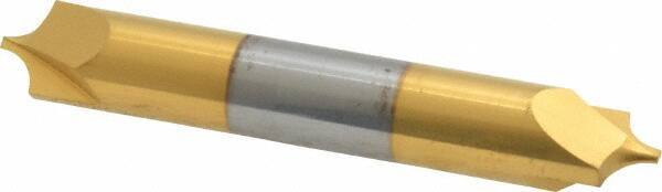 Accupro - 0.156" Radius, 3/8" Mill Diam, 2 Flute Solid Carbide Corner Rounding End Mill - Double End, TiN Finish, 2-1/2" OAL, 3/8" Shank Diam - USA Tool & Supply