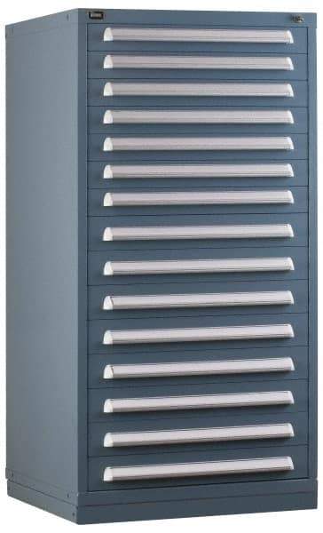 Vidmar - 8 Drawer, Preconfigured Modular Storage Cabinet - Steel, 30" Wide x 27-3/4" Deep x 59" High, Light Blue - USA Tool & Supply