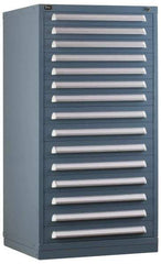 Vidmar - 8 Drawer, Preconfigured Modular Storage Cabinet - Steel, 30" Wide x 27-3/4" Deep x 59" High, Light Blue - USA Tool & Supply