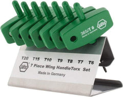 Wiha - 7 Piece T6 to T20 Wing Handle Torx Key Set - T6, T7, T8, T9, T10, T15, T20 Torx Size - USA Tool & Supply