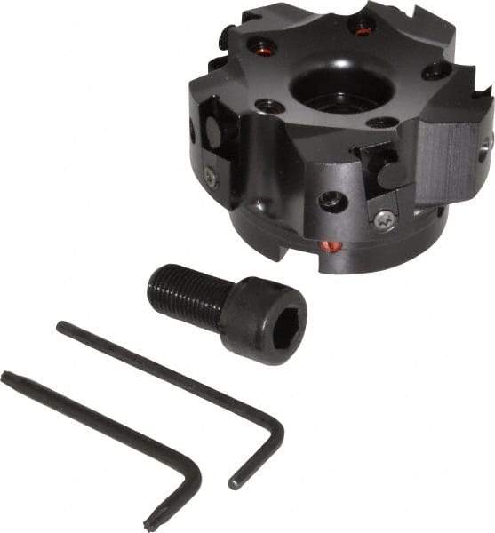 Kennametal - 5 Inserts, 3" Cut Diam, 1" Arbor Diam, 0.394" Max Depth of Cut, Indexable Square-Shoulder Face Mill - 0/90° Lead Angle, 1-3/4" High, BGHX 15L5... Insert Compatibility, Through Coolant, Series Fix-Perfect - USA Tool & Supply
