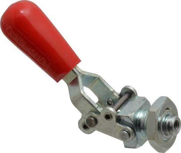 De-Sta-Co - 200 Lb Load Capacity, Mounting Plate Base, Carbon Steel, Standard Straight Line Action Clamp - 0.39" Plunger Diam, Straight Handle - USA Tool & Supply