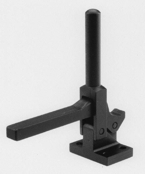 De-Sta-Co - 1,600 Lb Holding Capacity, Vertical Handle, Manual Hold Down Toggle Clamp - 80° Handle Movement, 80° Bar Opening, Solid Bar, Flanged Base, Electro-Plated Zinc, Carbon Steel - USA Tool & Supply