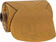 3M - 5" Diam, 360 Grit Aluminum Oxide Adhesive PSA Disc - Extra Fine Grade, Gold, A Weighted Backing, Flexible, Use with Random Orbital Sanders - USA Tool & Supply