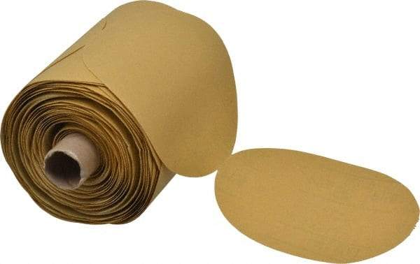 3M - 5" Diam, 150 Grit FEPA, Aluminum Oxide Adhesive PSA Disc - Very Fine Grade, Gold, A Weighted Backing, Flexible, Use with Random Orbital Sanders - USA Tool & Supply