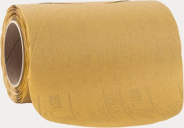 3M - 8" Diam, 220 Grit FEPA, Aluminum Oxide Adhesive PSA Disc - Very Fine Grade, Gold, A Weighted Backing, Flexible, Use with Random Orbital Sanders - USA Tool & Supply