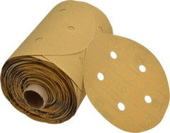 3M - 5" Diam, 180 Grit FEPA, Aluminum Oxide Adhesive PSA Disc - Very Fine Grade, Gold, A Weighted Backing, Flexible, Use with Random Orbital Sanders - USA Tool & Supply