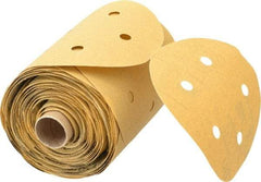 3M - 5" Diam, 100 Grit FEPA, Aluminum Oxide Adhesive PSA Disc - Fine Grade, Gold, A Weighted Backing, Flexible, Use with Random Orbital Sanders - USA Tool & Supply