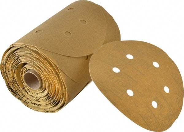 3M - 6" Diam, 100 Grit FEPA, Aluminum Oxide Adhesive PSA Disc - Fine Grade, Gold, A Weighted Backing, Flexible, Use with Random Orbital Sanders - USA Tool & Supply