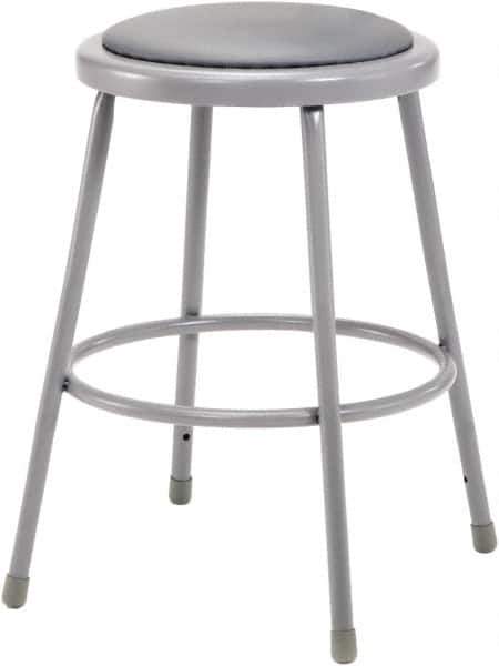 NPS - 24 Inch High, Stationary Fixed Height Stool - 15 Inch Deep x 15 Inch Wide, Vinyl Seat, Grey - USA Tool & Supply