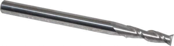 Accupro - 3.5mm, 12mm LOC, 4mm Shank Diam, 50mm OAL, 2 Flute, Solid Carbide Square End Mill - Single End, Uncoated, Spiral Flute, 40° Helix, Centercutting, Right Hand Cut, Right Hand Flute - USA Tool & Supply