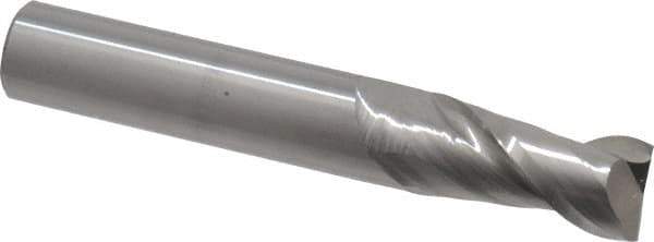 Accupro - 12mm, 25mm LOC, 12mm Shank Diam, 76mm OAL, 2 Flute, Solid Carbide Square End Mill - Single End, Uncoated, Spiral Flute, 40° Helix, Centercutting, Right Hand Cut, Right Hand Flute - USA Tool & Supply