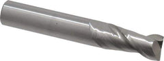 Accupro - 12mm, 25mm LOC, 12mm Shank Diam, 76mm OAL, 2 Flute, Solid Carbide Square End Mill - Single End, Uncoated, Spiral Flute, 40° Helix, Centercutting, Right Hand Cut, Right Hand Flute - USA Tool & Supply