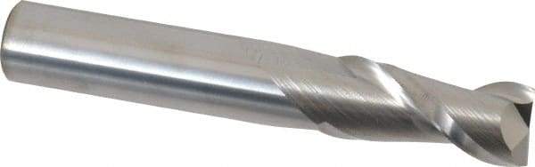 Accupro - 14mm, 32mm LOC, 14mm Shank Diam, 89mm OAL, 2 Flute, Solid Carbide Square End Mill - Single End, Uncoated, Spiral Flute, 40° Helix, Centercutting, Right Hand Cut, Right Hand Flute - USA Tool & Supply