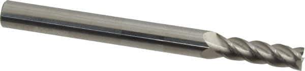 Accupro - 5mm, 16mm LOC, 6mm Shank Diam, 63mm OAL, 4 Flute, Solid Carbide Square End Mill - Single End, Uncoated, Spiral Flute, 40° Helix, Centercutting, Right Hand Cut, Right Hand Flute - USA Tool & Supply