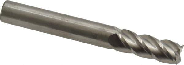 Accupro - 8mm, 20mm LOC, 8mm Shank Diam, 63mm OAL, 4 Flute, Solid Carbide Square End Mill - Single End, Uncoated, Spiral Flute, 40° Helix, Centercutting, Right Hand Cut, Right Hand Flute - USA Tool & Supply