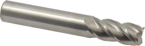 Accupro - 12mm, 25mm LOC, 12mm Shank Diam, 76mm OAL, 4 Flute, Solid Carbide Square End Mill - Single End, Uncoated, Spiral Flute, 40° Helix, Centercutting, Right Hand Cut, Right Hand Flute - USA Tool & Supply