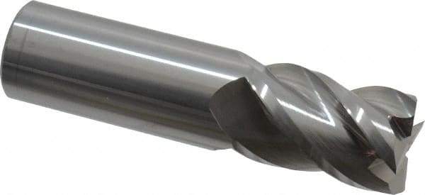 Accupro - 25mm, 38mm LOC, 25mm Shank Diam, 92mm OAL, 4 Flute, Solid Carbide Square End Mill - Single End, Uncoated, Spiral Flute, 40° Helix, Centercutting, Right Hand Cut, Right Hand Flute - USA Tool & Supply
