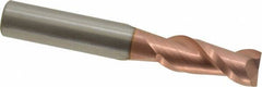 Accupro - 10mm, 25mm LOC, 10mm Shank Diam, 2-3/4" OAL, 2 Flute, Solid Carbide Square End Mill - Single End, TiCN Finish, Spiral Flute, 40° Helix, Centercutting, Right Hand Cut, Right Hand Flute - USA Tool & Supply