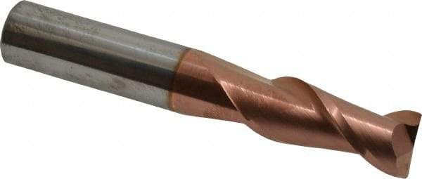 Accupro - 14mm, 32mm LOC, 14mm Shank Diam, 89mm OAL, 2 Flute, Solid Carbide Square End Mill - Single End, TiCN Finish, Spiral Flute, 40° Helix, Centercutting, Right Hand Cut, Right Hand Flute - USA Tool & Supply