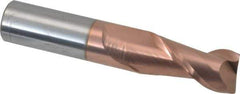 Accupro - 18mm, 38mm LOC, 18mm Shank Diam, 100mm OAL, 2 Flute, Solid Carbide Square End Mill - Single End, TiCN Finish, Spiral Flute, 40° Helix, Centercutting, Right Hand Cut, Right Hand Flute - USA Tool & Supply