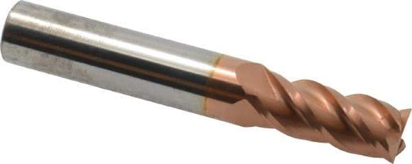 Accupro - 11mm, 25mm LOC, 12mm Shank Diam, 76mm OAL, 4 Flute, Solid Carbide Square End Mill - Single End, TiCN Finish, Spiral Flute, 40° Helix, Centercutting, Right Hand Cut, Right Hand Flute - USA Tool & Supply