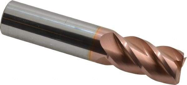 Accupro - 20mm, 38mm LOC, 20mm Shank Diam, 92mm OAL, 4 Flute, Solid Carbide Square End Mill - Single End, TiCN Finish, Spiral Flute, 40° Helix, Centercutting, Right Hand Cut, Right Hand Flute - USA Tool & Supply