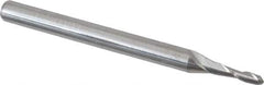 Accupro - 1.5mm Diam, 6mm LOC, 2 Flute Solid Carbide Ball End Mill - Uncoated, Single End, 38mm OAL, 3mm Shank Diam, Spiral Flute - USA Tool & Supply
