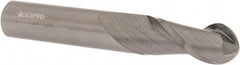 Accupro - 14mm Diam, 32mm LOC, 2 Flute Solid Carbide Ball End Mill - Uncoated, Single End, 89mm OAL, 14mm Shank Diam, Spiral Flute - USA Tool & Supply