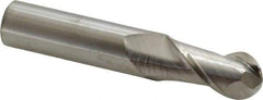 Accupro - 16mm Diam, 32mm LOC, 2 Flute Solid Carbide Ball End Mill - Uncoated, Single End, 89mm OAL, 16mm Shank Diam, Spiral Flute - USA Tool & Supply