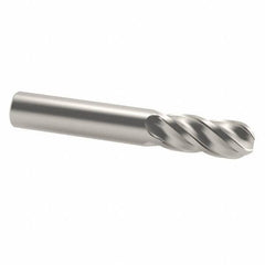 Accupro - 12mm Diam, 25mm LOC, 4 Flute Solid Carbide Ball End Mill - Uncoated, Single End, 76mm OAL, 12mm Shank Diam, Spiral Flute - USA Tool & Supply