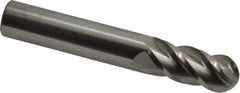 Accupro - 14mm Diam, 32mm LOC, 4 Flute Solid Carbide Ball End Mill - Uncoated, Single End, 89mm OAL, 14mm Shank Diam, Spiral Flute - USA Tool & Supply