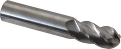 Accupro - 16mm Diam, 32mm LOC, 4 Flute Solid Carbide Ball End Mill - Uncoated, Single End, 89mm OAL, 16mm Shank Diam, Spiral Flute - USA Tool & Supply
