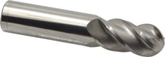 Accupro - 20mm Diam, 38mm LOC, 4 Flute Solid Carbide Ball End Mill - Uncoated, Single End, 100mm OAL, 20mm Shank Diam, Spiral Flute - USA Tool & Supply