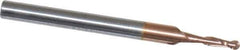 Accupro - 1.5mm Diam, 6mm LOC, 2 Flute Solid Carbide Ball End Mill - TiCN Finish, Single End, 38mm OAL, 3mm Shank Diam, Spiral Flute - USA Tool & Supply