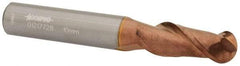 Accupro - 10mm Diam, 25mm LOC, 2 Flute Solid Carbide Ball End Mill - TiCN Finish, Single End, 70mm OAL, 10mm Shank Diam, Spiral Flute - USA Tool & Supply