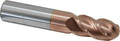 Accupro - 16mm Diam, 32mm LOC, 4 Flute Solid Carbide Ball End Mill - TiCN Finish, Single End, 89mm OAL, 16mm Shank Diam, Spiral Flute - USA Tool & Supply