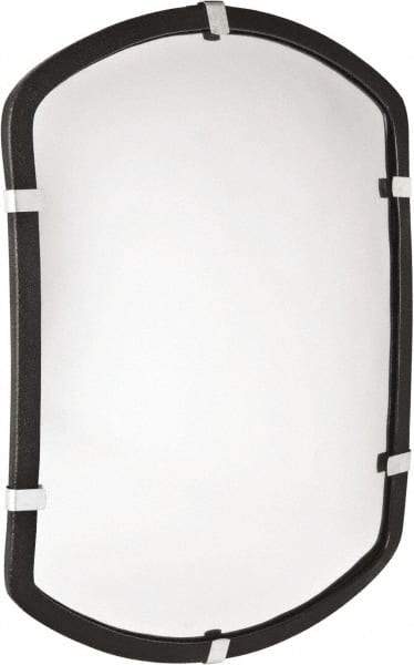 PRO-SAFE - Indoor Rectangular Convex Safety, Traffic & Inspection Mirrors - Acrylic Lens, Laminated Hardboard Backing, 20" High, 28' Max Covered Distance - USA Tool & Supply