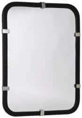 PRO-SAFE - Indoor/Outdoor Rectangular Flat Safety, Traffic & Inspection Mirrors - Shatter-Resistant Glass Lens, Laminated Hardboard Backing, 12" High - USA Tool & Supply