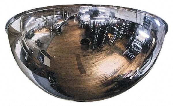 PRO-SAFE - Indoor & Outdoor Full Dome Dome Safety, Traffic & Inspection Mirrors - Acrylic Lens, Steel Backing, 48" Diam, 50' Max Covered Distance - USA Tool & Supply