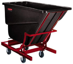 Rubbermaid - 750 Lb Load Capacity, 1/2 Cu Yd, Polyethylene Self-Dumping Hopper - 26-1/4" Wide x 55" Long x 47-3/4" High, Black - USA Tool & Supply