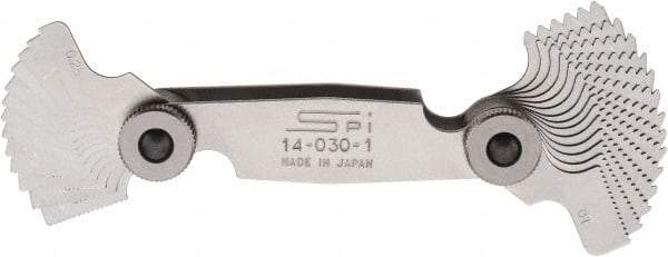SPI - 28 Leaf, 1/4 to 2.5mm Pitch Range, Steel Screw Pitch Gage - 60° Thread Angle - USA Tool & Supply