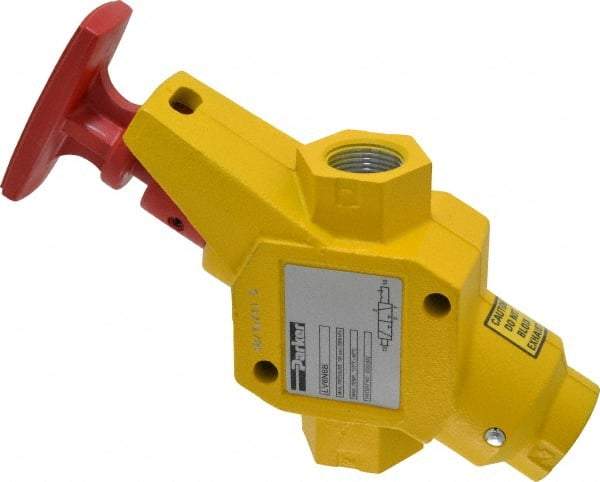 Parker - 3/4" NPT Safety Lockout Valve - 3-Way, 2 Position, Handle, 9.5 CV Rate, 250 Max psi & 160°F Max Temp - USA Tool & Supply