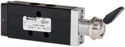 Parker - 1/8" NPT Mechanically Operated Air Valve - 4-Way, 2 Position, Toggle, 0.2 CV Rate, 150 Max psi & 175°F Max Temp - USA Tool & Supply