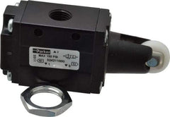 Parker - 0.83 CV Rate, 1/4" NPT Inlet HD Mechanical Oper Valve - 3 Way, 2 Position NC, 1/4" NPT Outlet, 150 Max psi, Roller Spring Return - USA Tool & Supply