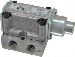 Parker - 1.5 CV Rate, 3/8" NPT Inlet HD Mechanical Oper Valve - 4 Way, 2 Position, 3/8" NPT Outlet, 150 Max psi, Air Pilot Spring Return - USA Tool & Supply